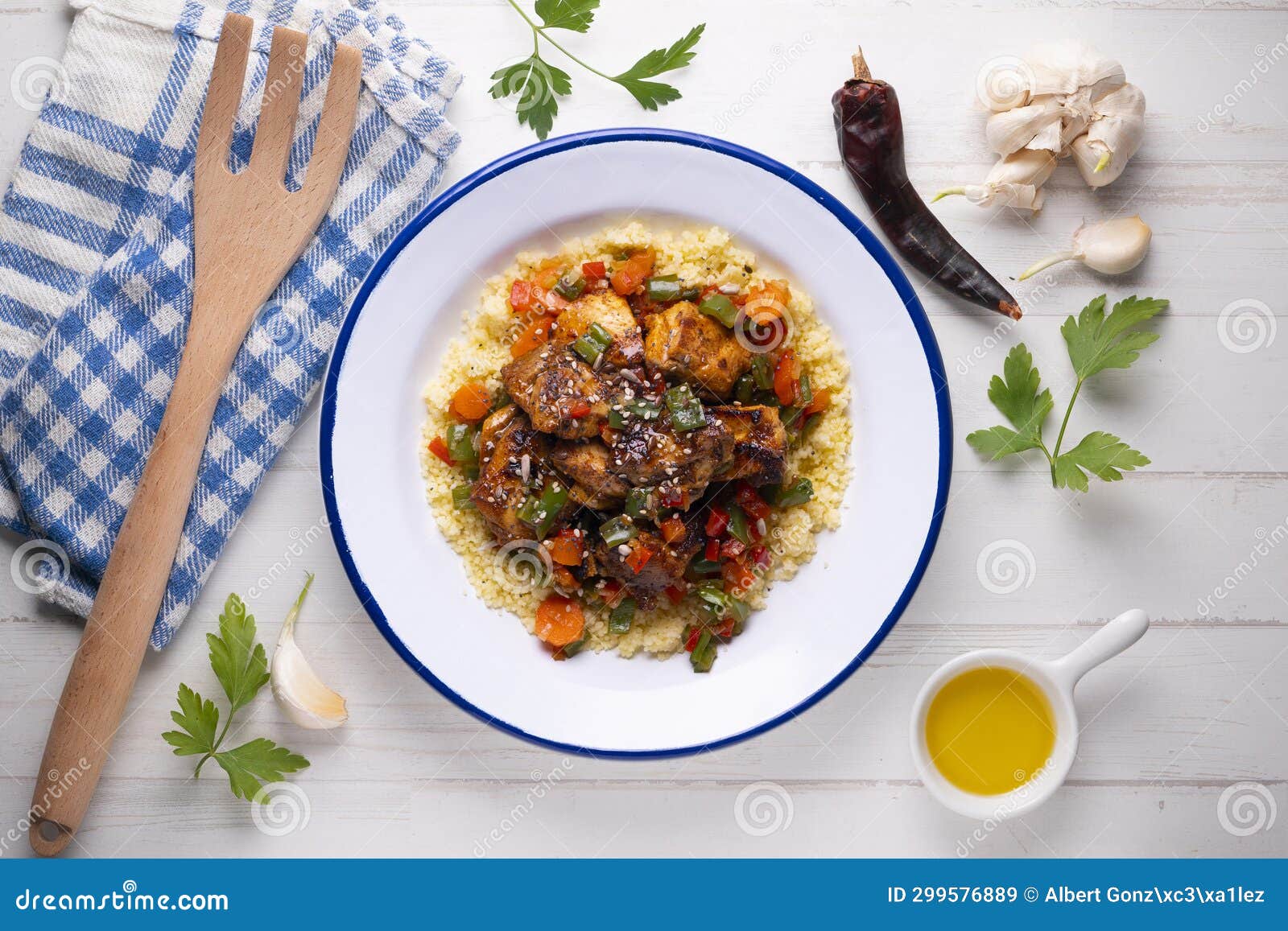 Moroccanstyle Marinated Chicken with Couscous. Stock Image Image of
