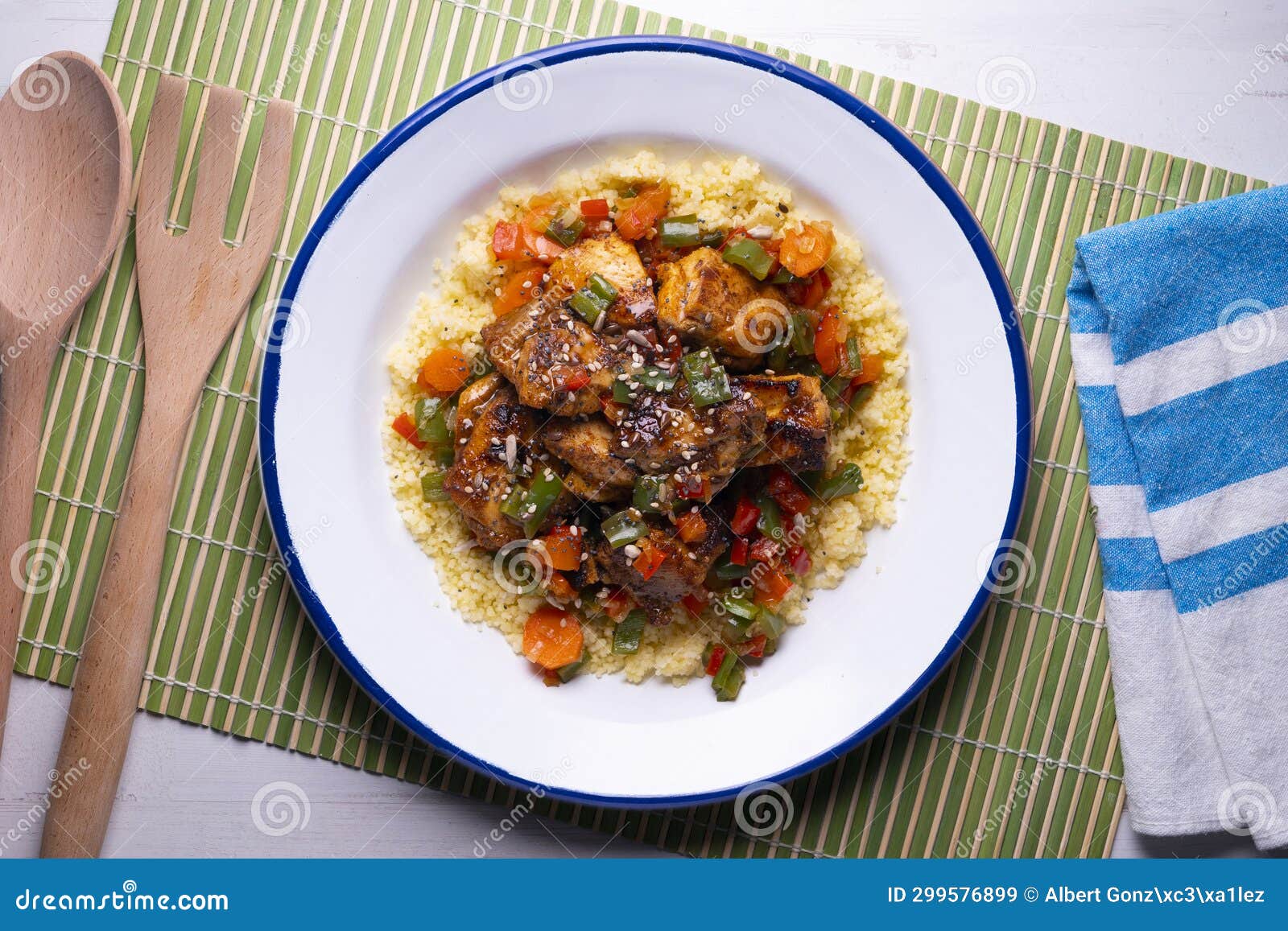 Moroccanstyle Marinated Chicken with Couscous. Stock Image Image of
