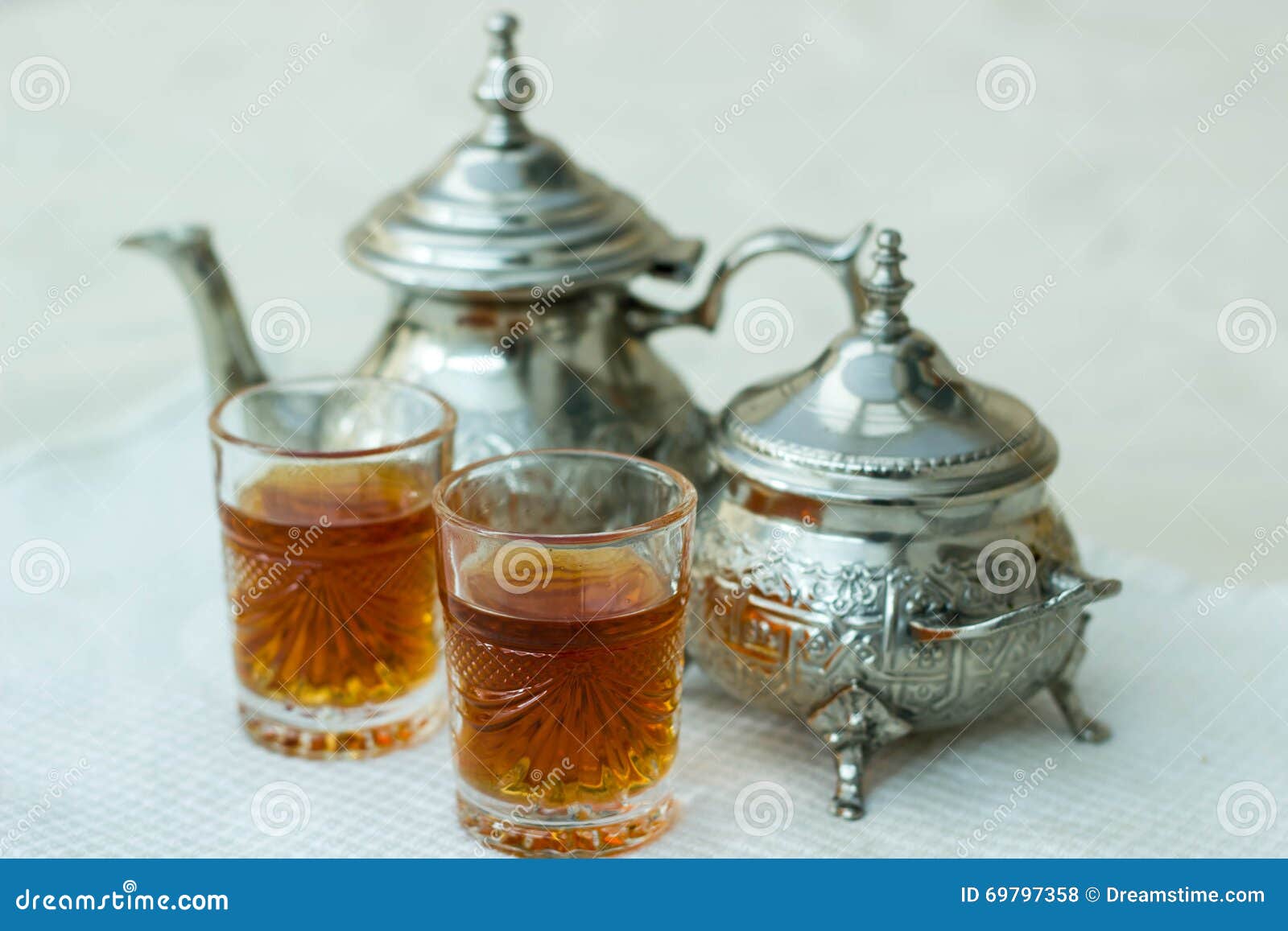 Moroccan tea stock photo. Image of teapot, sugarpot, silver 69797358