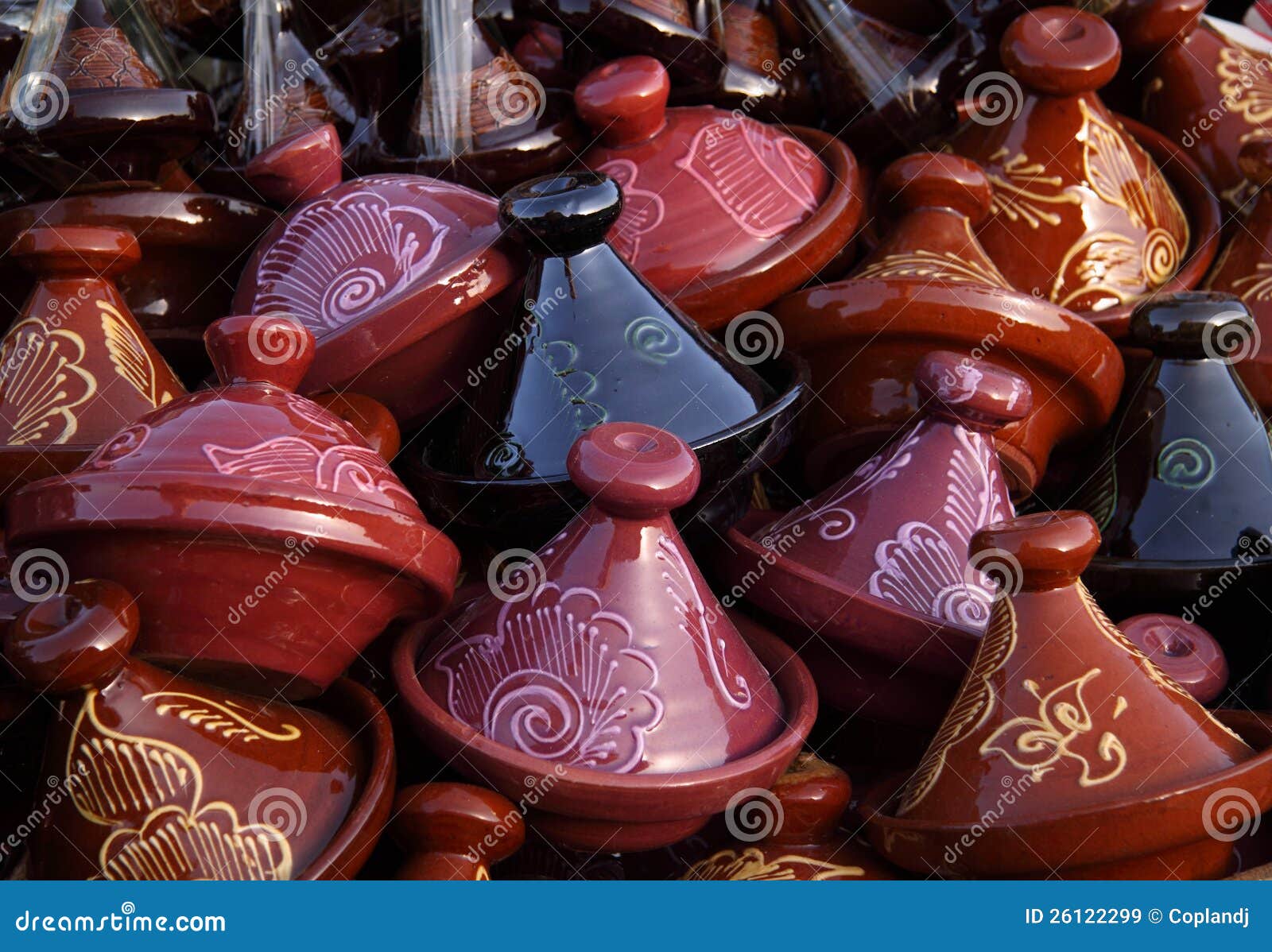 Morocco Decorative Tajines on Sale Stock Image Image of clay, souk