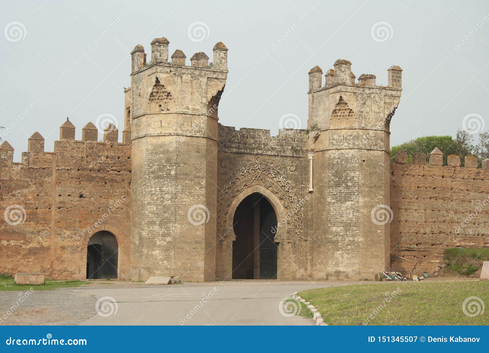 the main gate of fortress and necropolis in volubilis. meknes , morocco