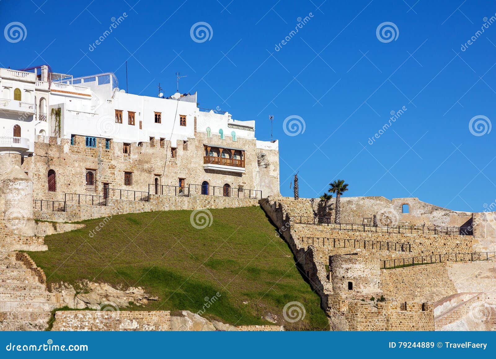 morocco, tanger, medina, ancient fortress in old town.