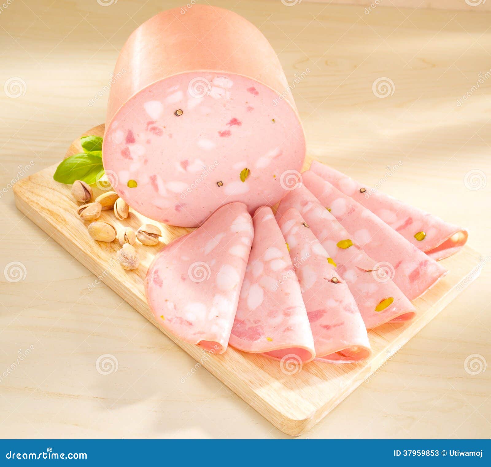 mortadella - bologna sausage. italian pork meat.