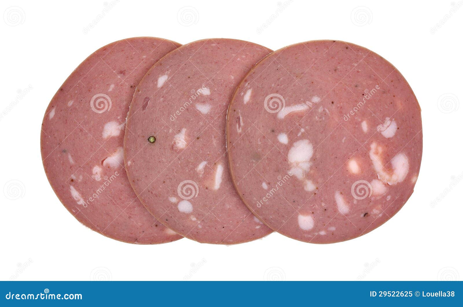 Mortadella Pork Sausage Three Slices Stock Image Image of three