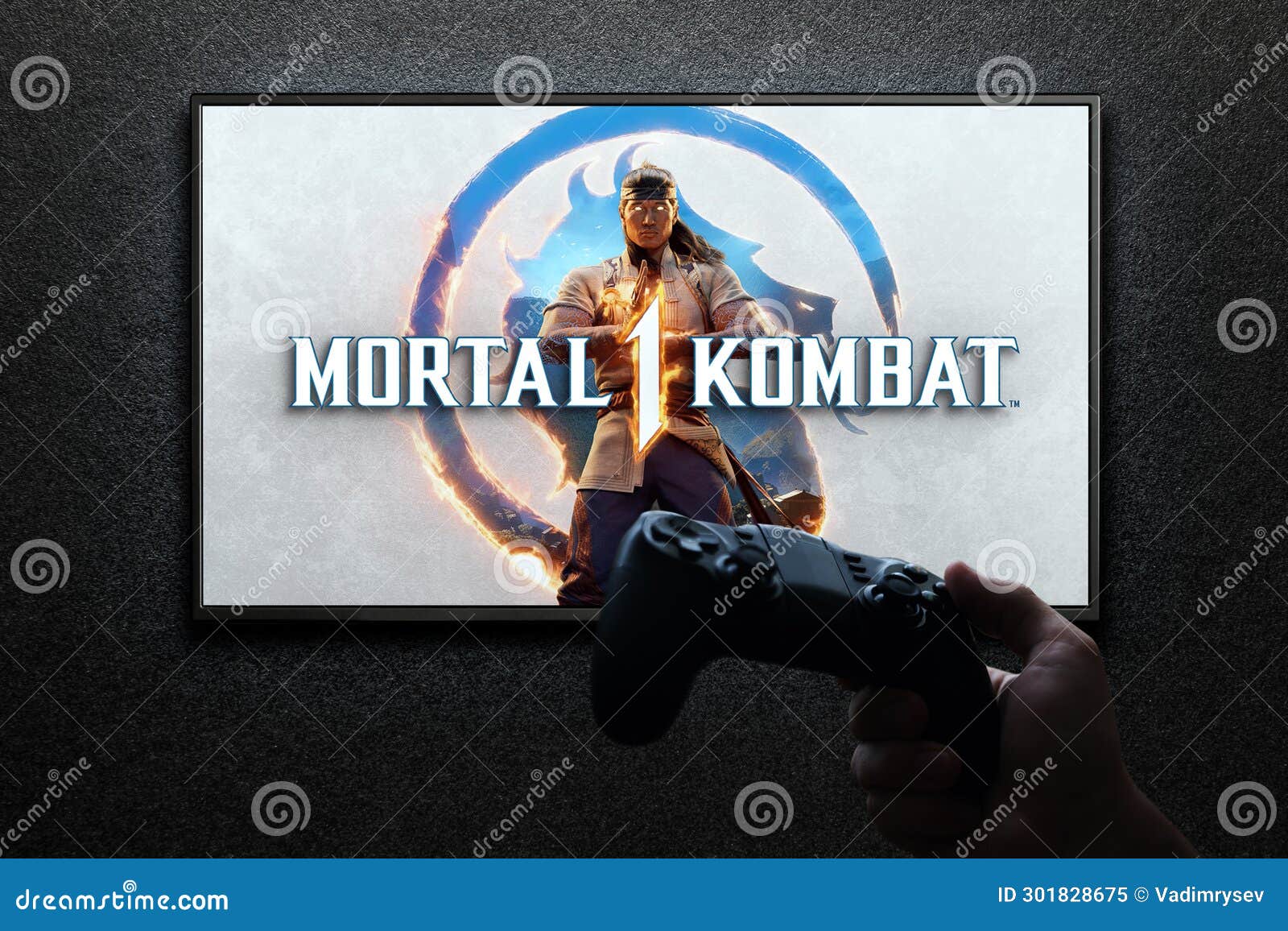 Mortal Kombat 1 Game on TV Screen with Gamepad in Hand on Black Textured  Wall with Light. Editorial Image - Image of combat, mk12: 301828675
