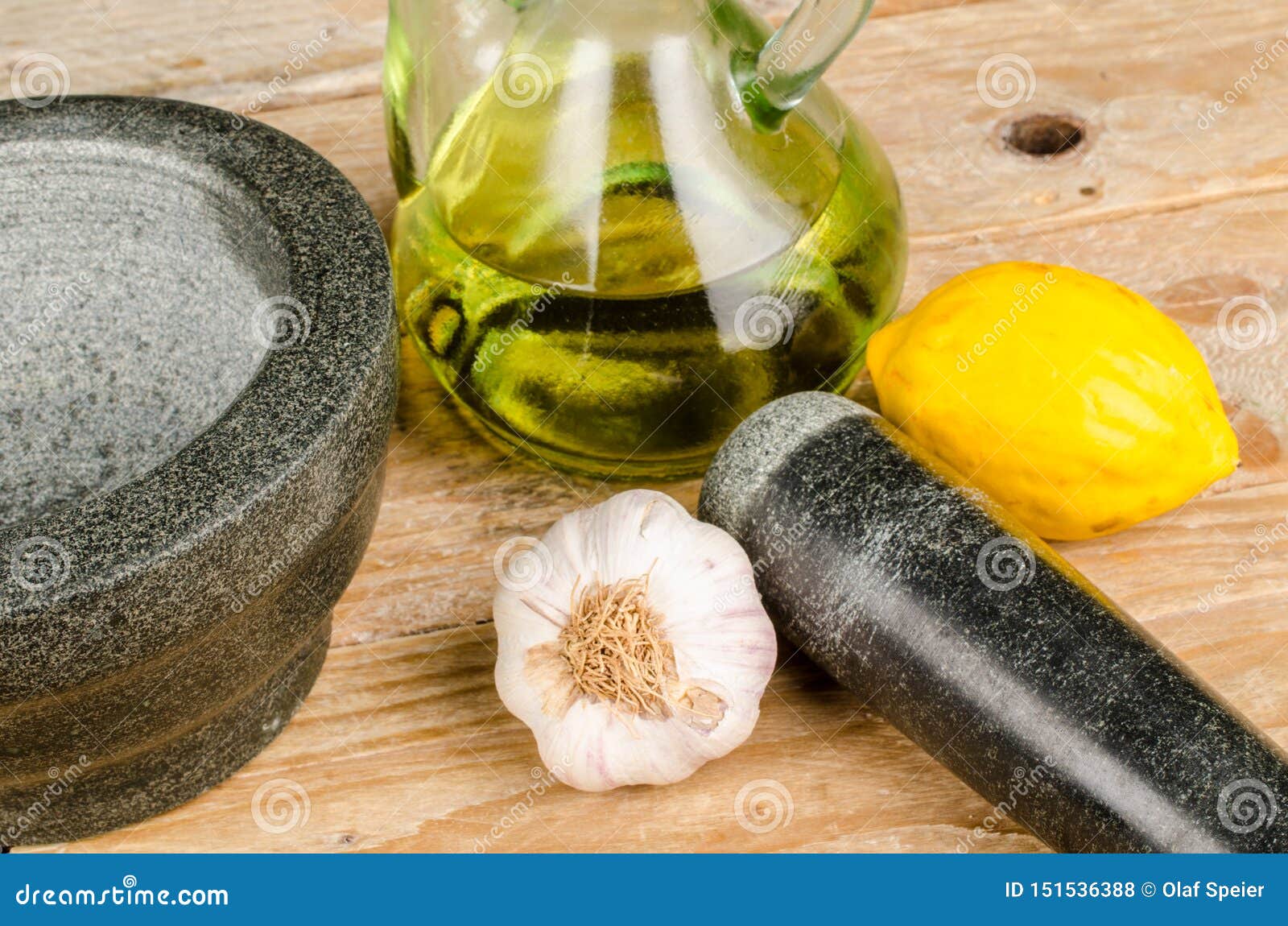 Mortar and Pestle with Alioli Ingredients Stock Photo Image of mortar