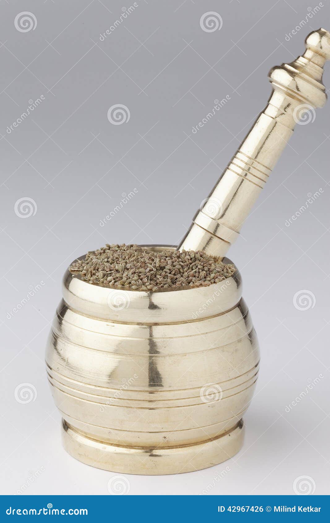 Mortar and Pestle with S Weed. Stock Photo Image of