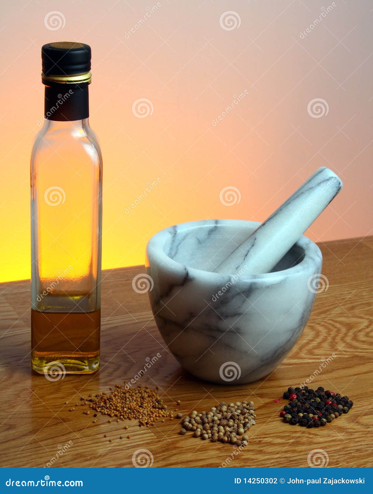 Mortar and Pestle, Olive Oil, and Spices Stock Photo Image of seed