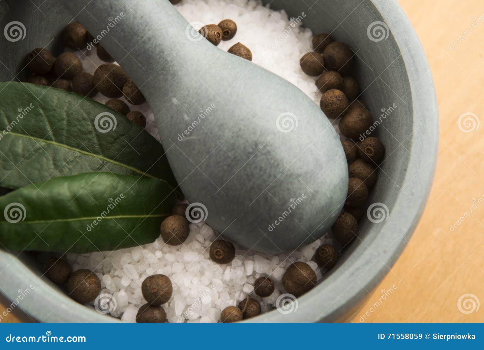 Mortar pestle and salt stock image. Image of jamaica 71558059