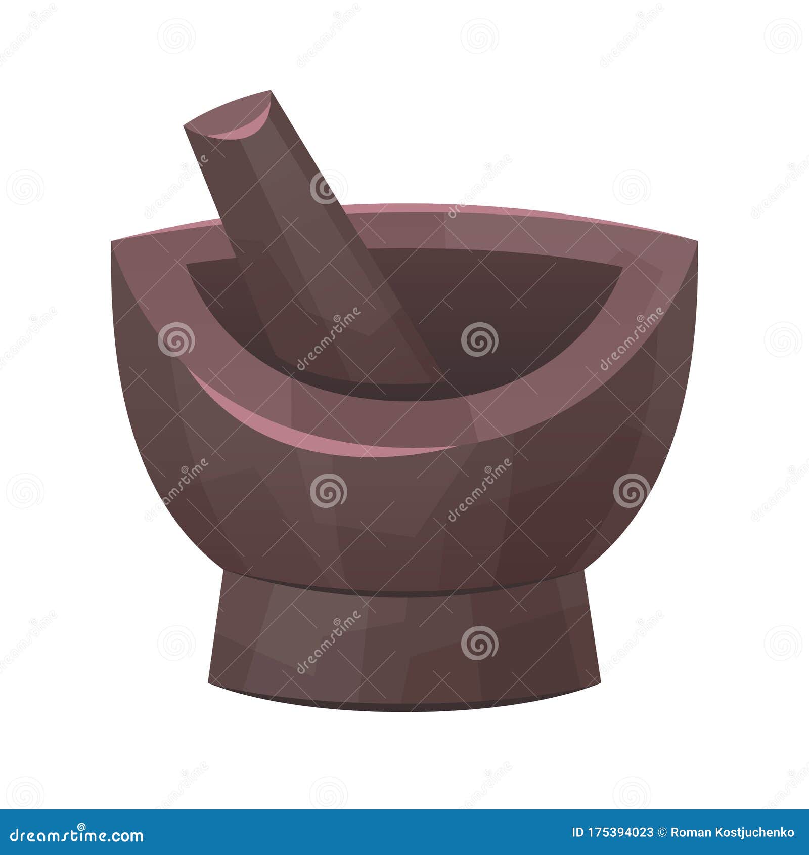 Mortar and Pestle Tool for Cooking Food Isolated Stock Vector