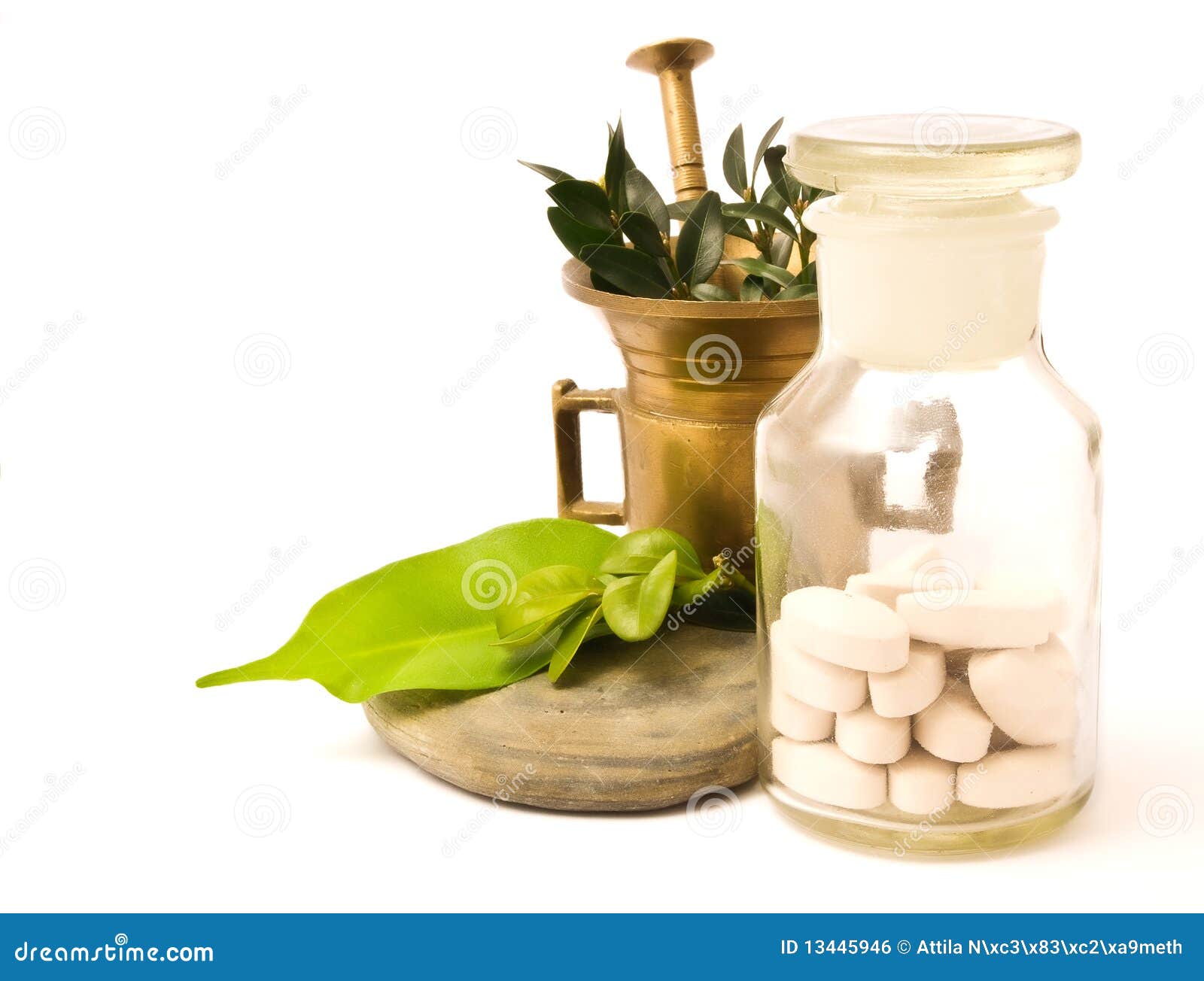 Mortar and pharmacy bottle stock photo. Image of bottle 13445946
