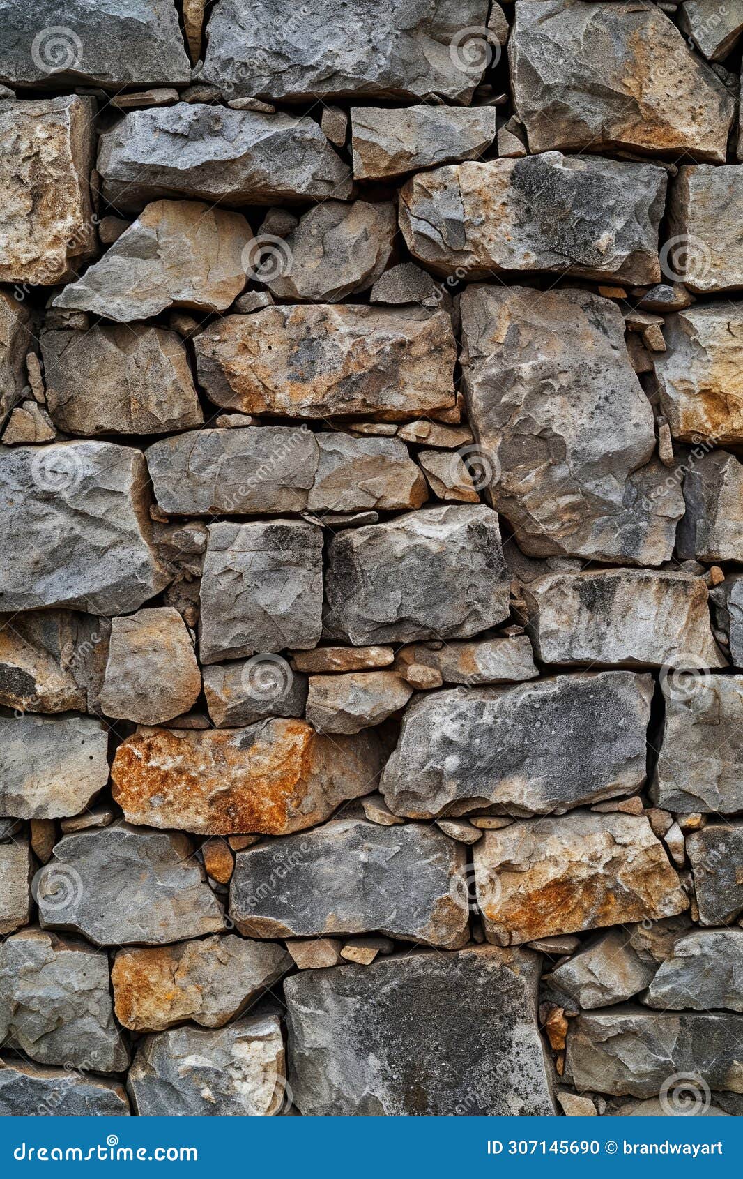 mortarless stone wall constructed with rocks