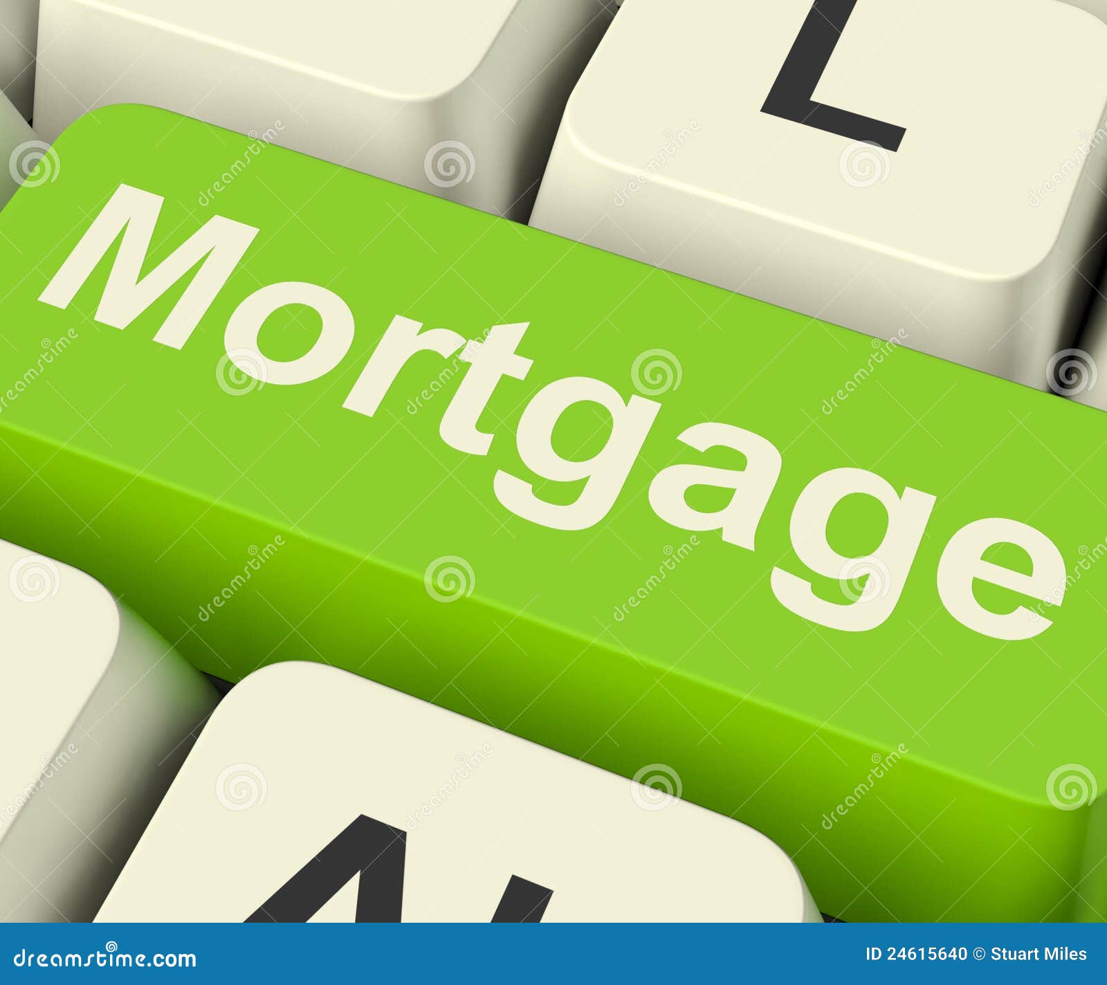 mortgage computer key showing online credit or borrowing