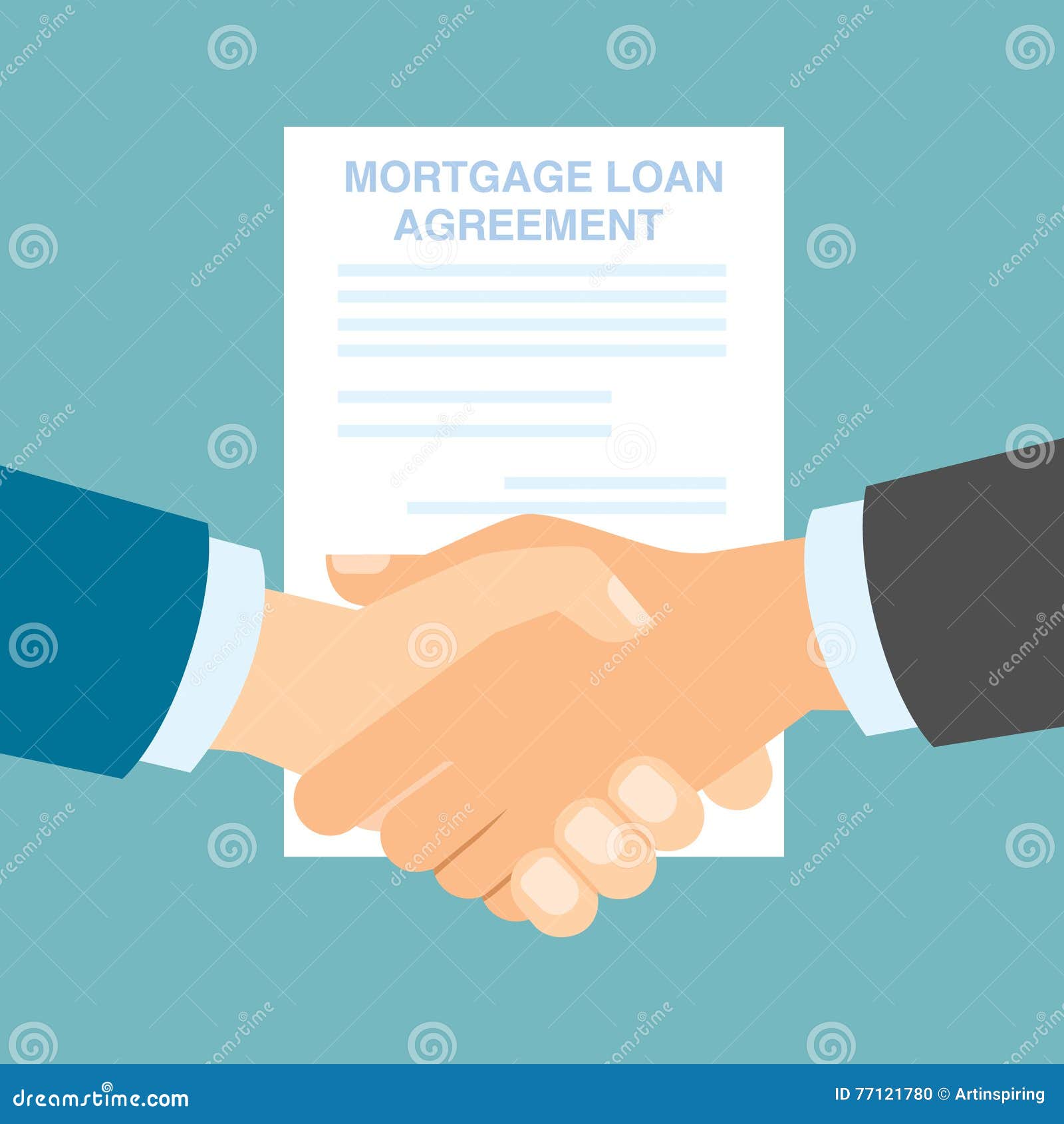 Mortgage Loan Agreement Handshake. Stock Vector - Illustration of