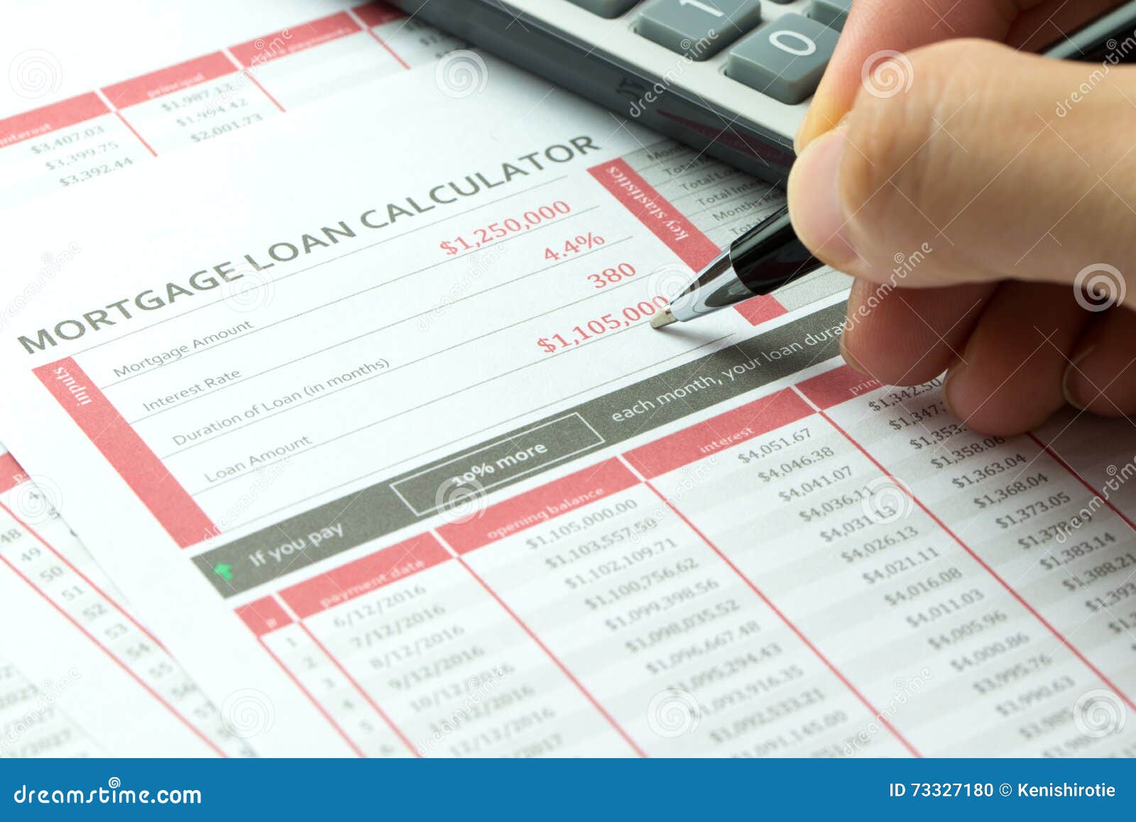 Mortgage Loan Balance Sheet Stock Photo - Image of bank, money: 73327180