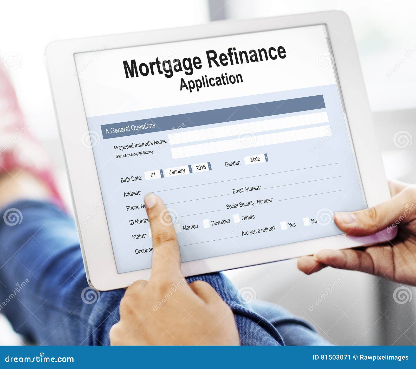 mortgage refinance application form concept