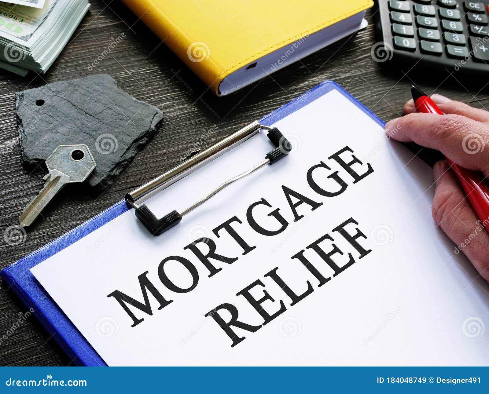 mortgage relief application and key from home