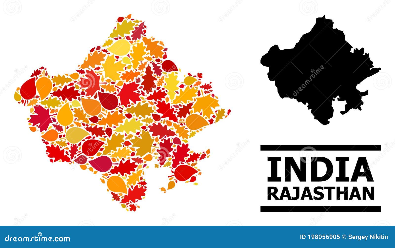 autumn leaves - mosaic map of rajasthan state