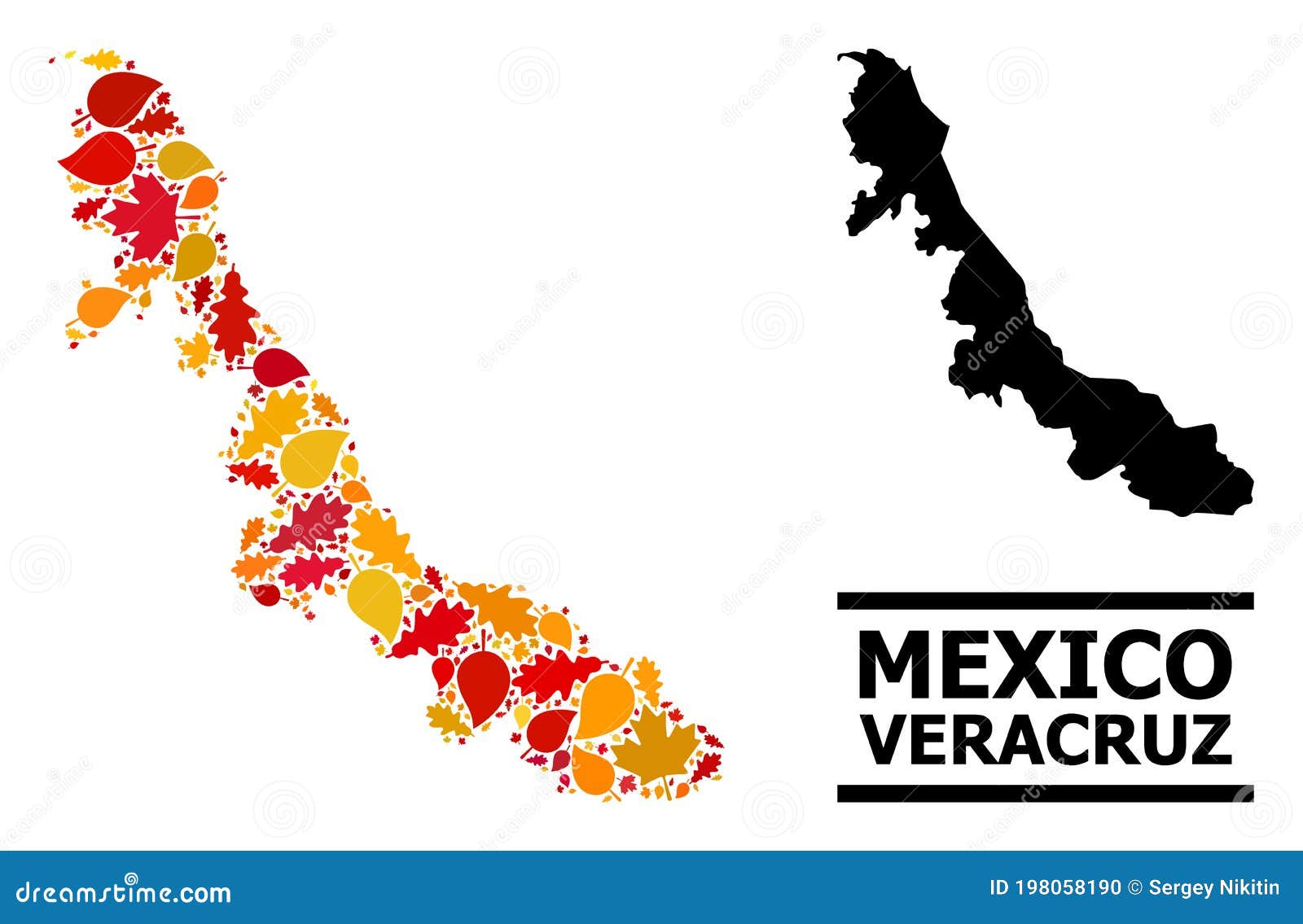 autumn leaves - mosaic map of veracruz state