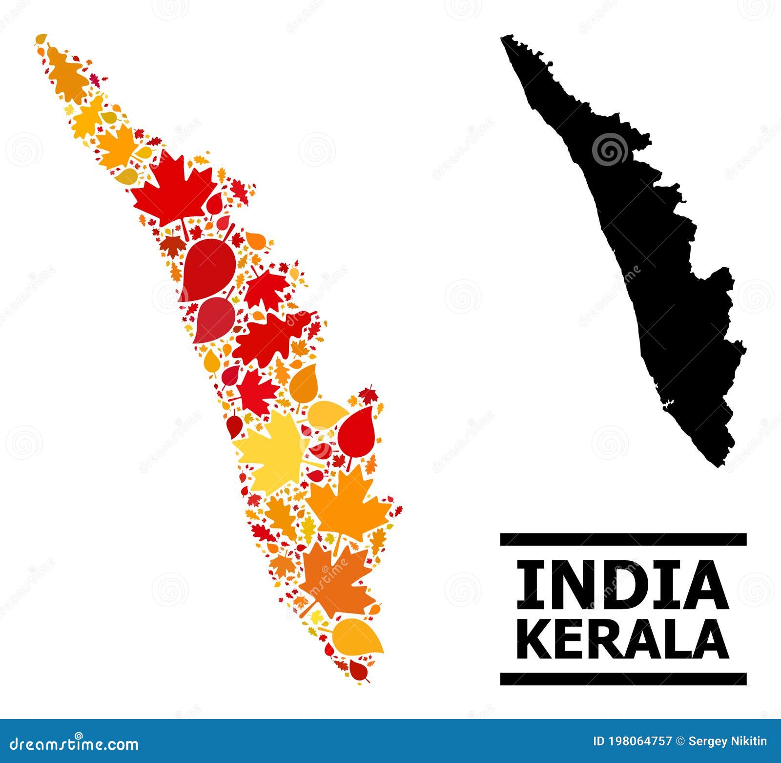 Autumn Leaves Mosaic Map Of Kerala State Stock Vector Illustration Of Geography Flat 198064757
