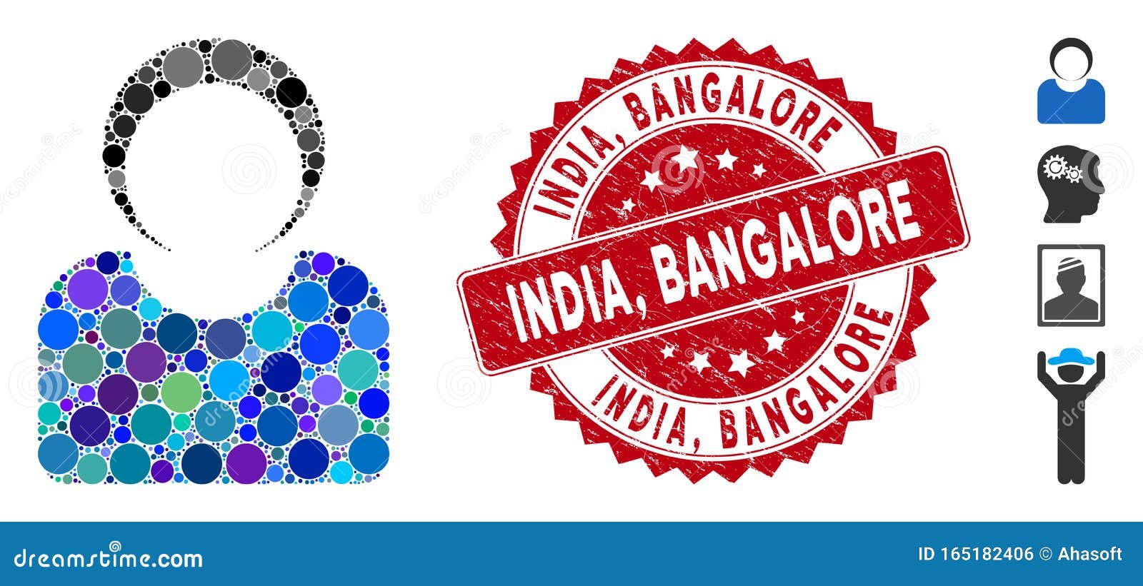 mosaic customer icon with scratched india, bangalore seal