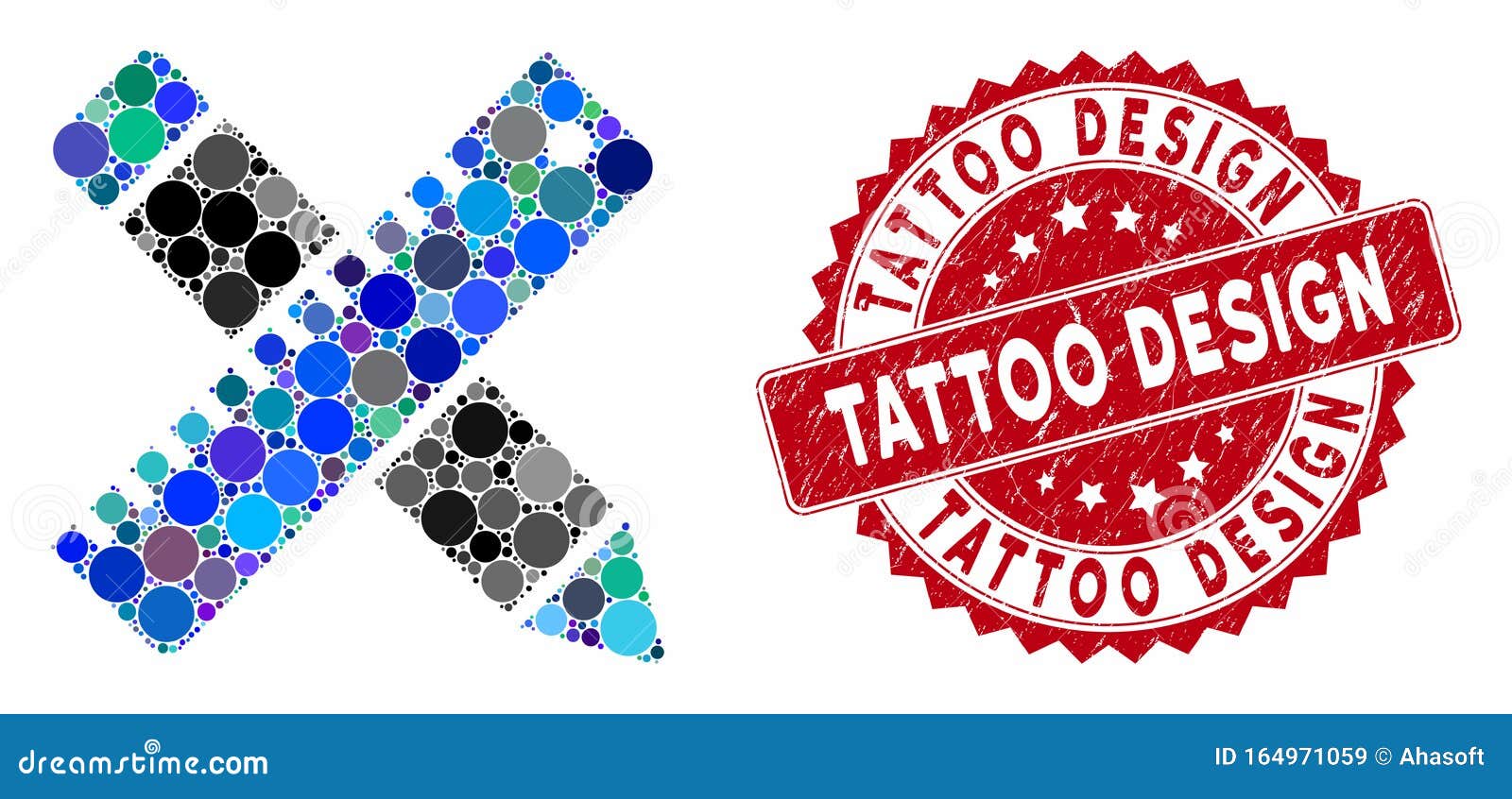 Mosaic Design Tools with Textured Tattoo Design Seal Stock Illustration -  Illustration of grunge, composed: 164971059