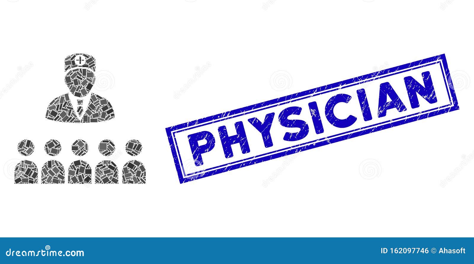 Rectangle Collage Doctor Class with Grunge Physician Stamp Stock Vector