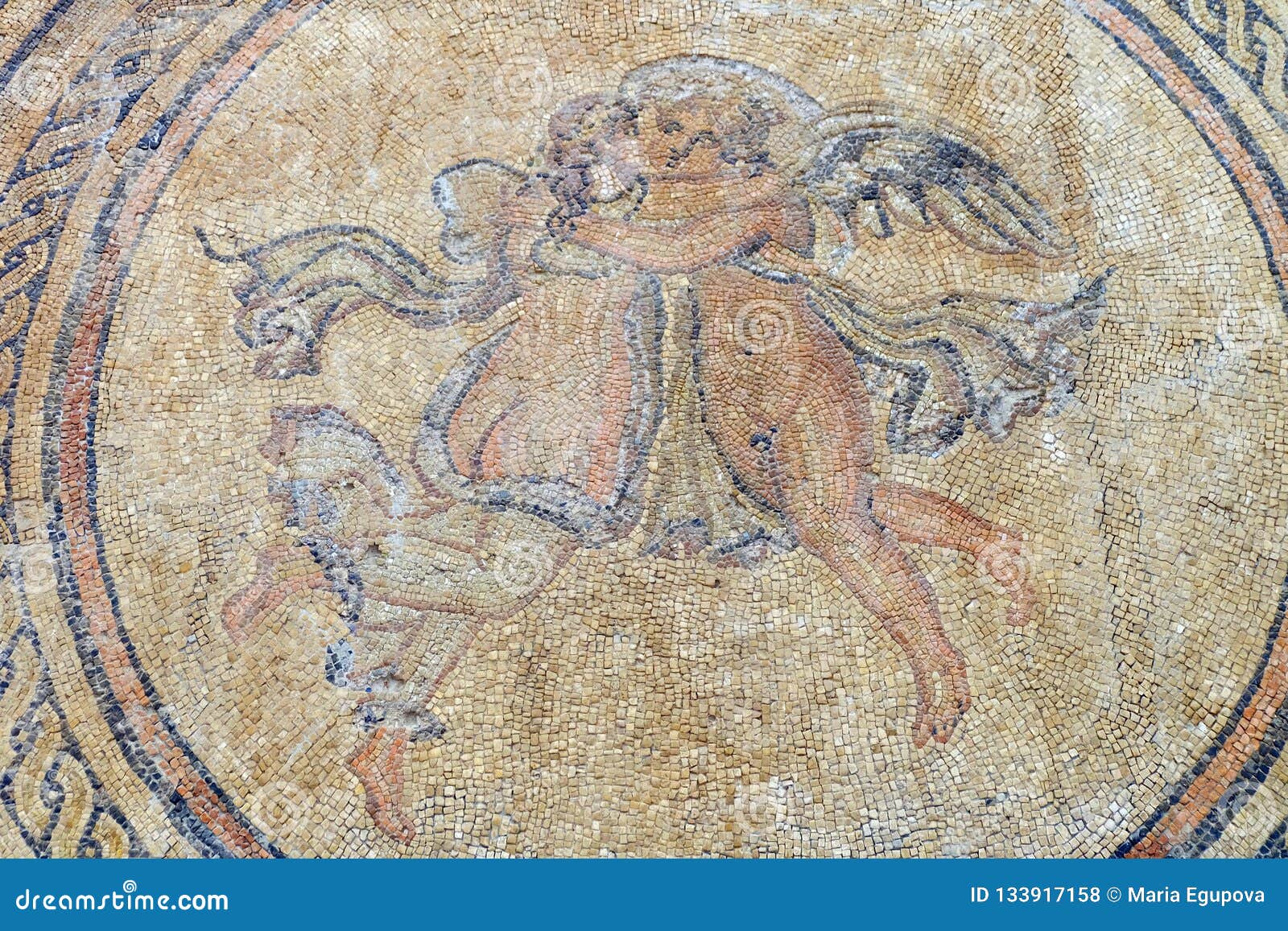 mosaic of eros and psyche in alcazar castle, cordoba