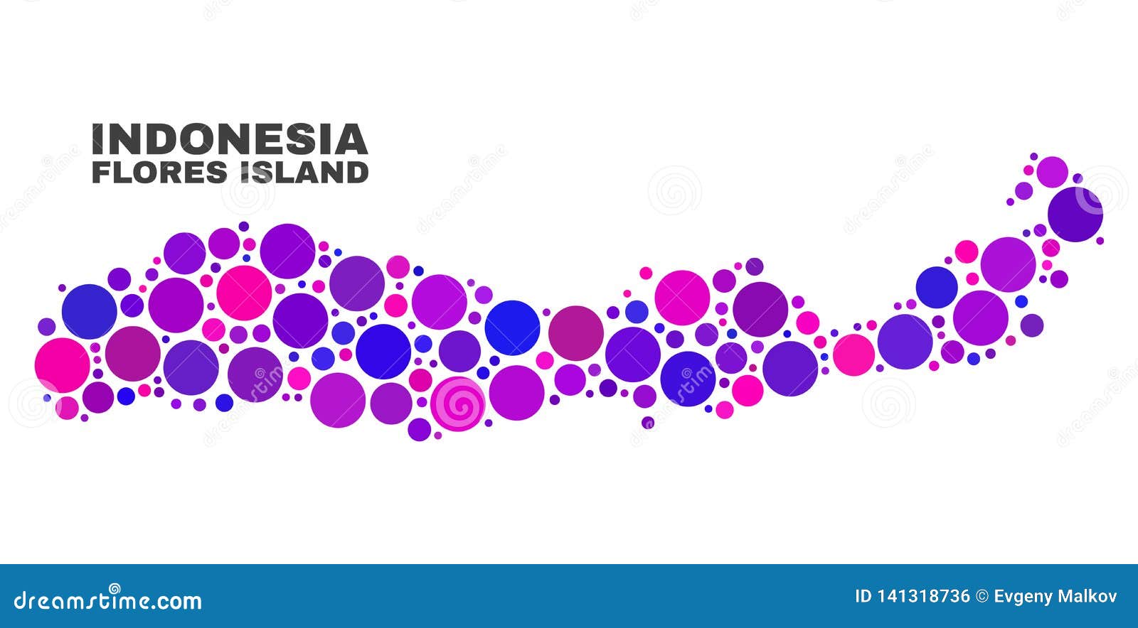 Mosaic Flores Island of Indonesia Map of Spheric Elements Stock Vector 