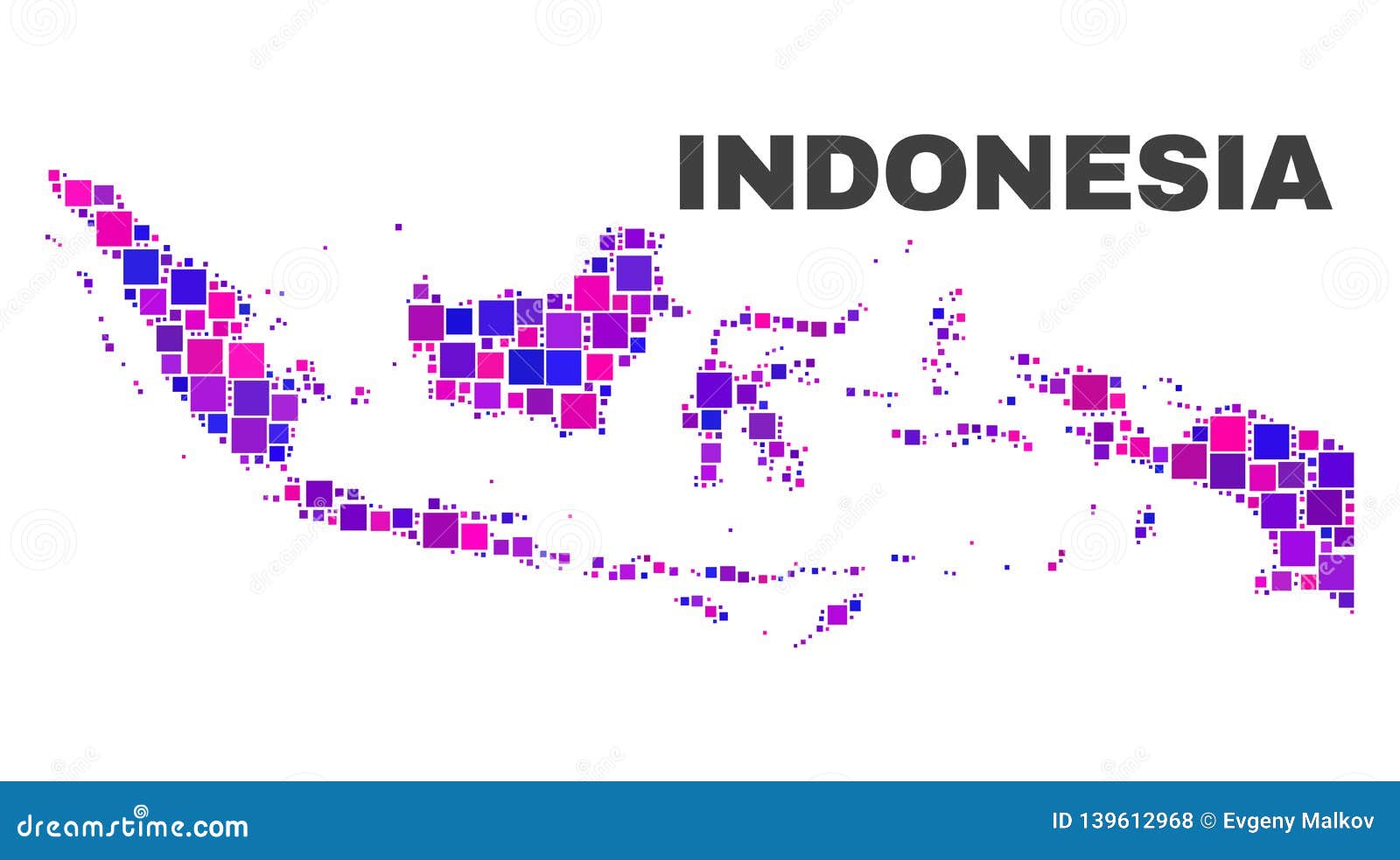 Mosaic Indonesia Map of Square Items Stock Vector - Illustration of 