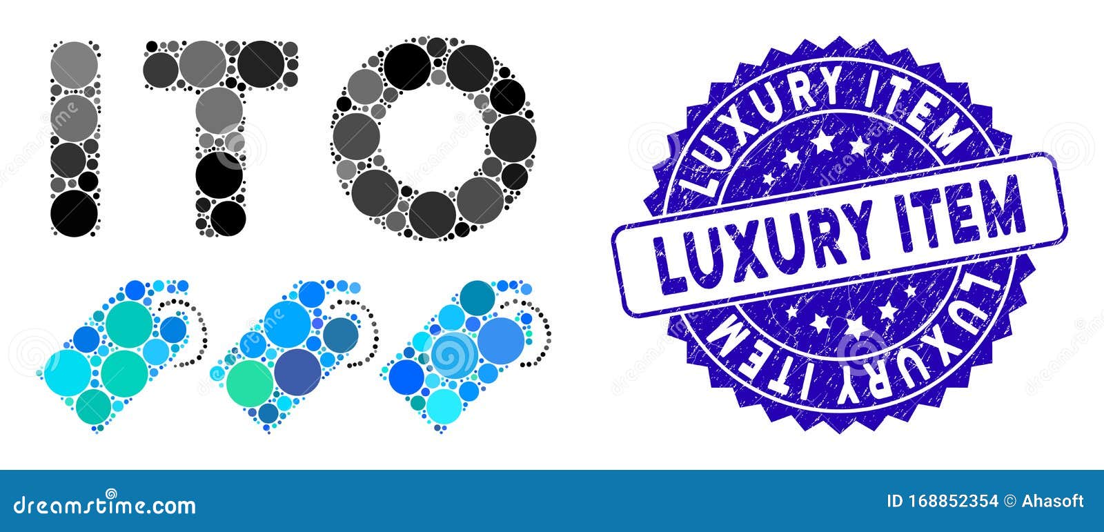 Collage ITO Tokens Icon with Textured Luxury Item Seal Stock Illustration -  Illustration of circle, luxury: 168852354