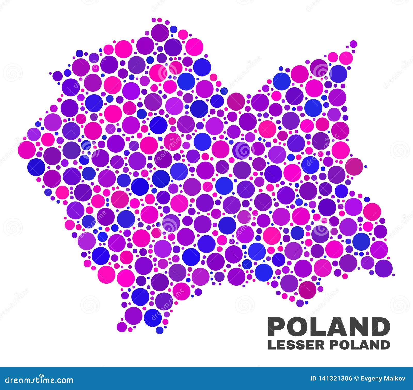 Mosaic Lesser Poland Voivodeship Map of Circle Elements Stock Vector - Illustration of concept 