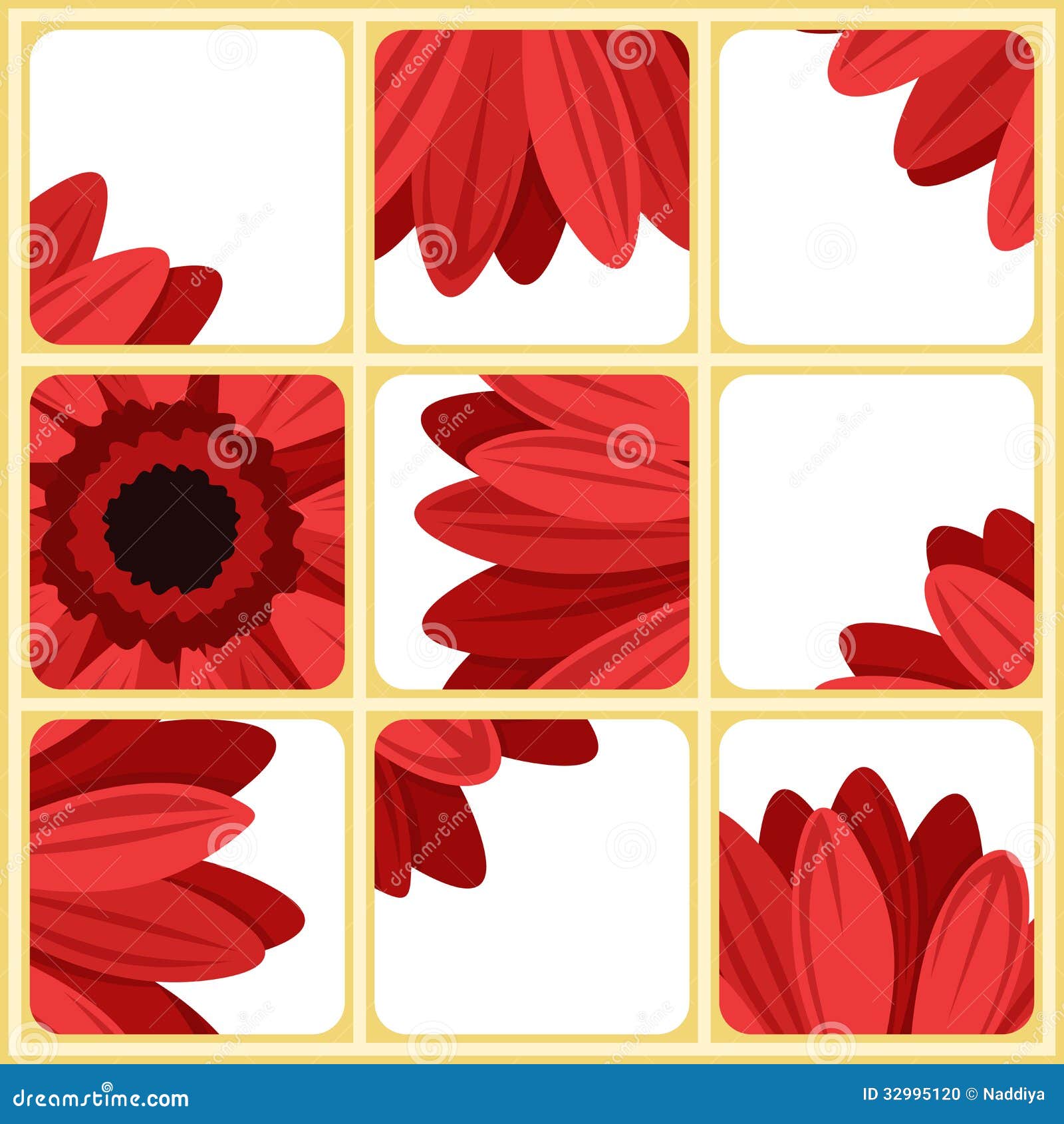 Mosaic with red gerbera. stock vector. Illustration of daisy 32995120