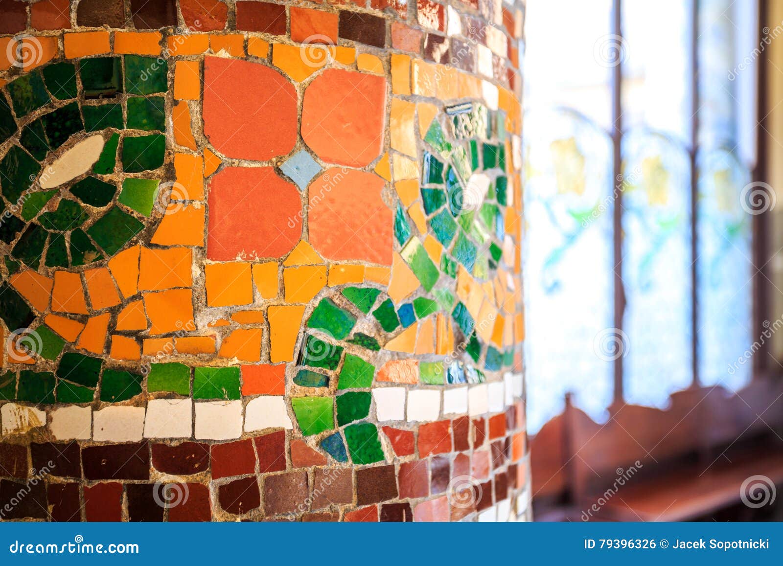 mosaic and stained glass, palau de la musica, barcelona, spain