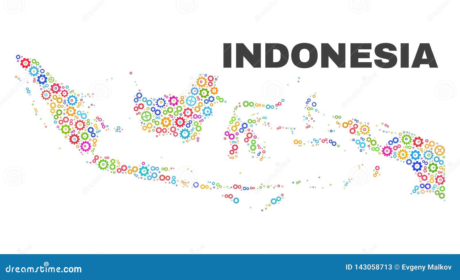 Mosaic Indonesia Map of Cog Elements Stock Vector - Illustration of 