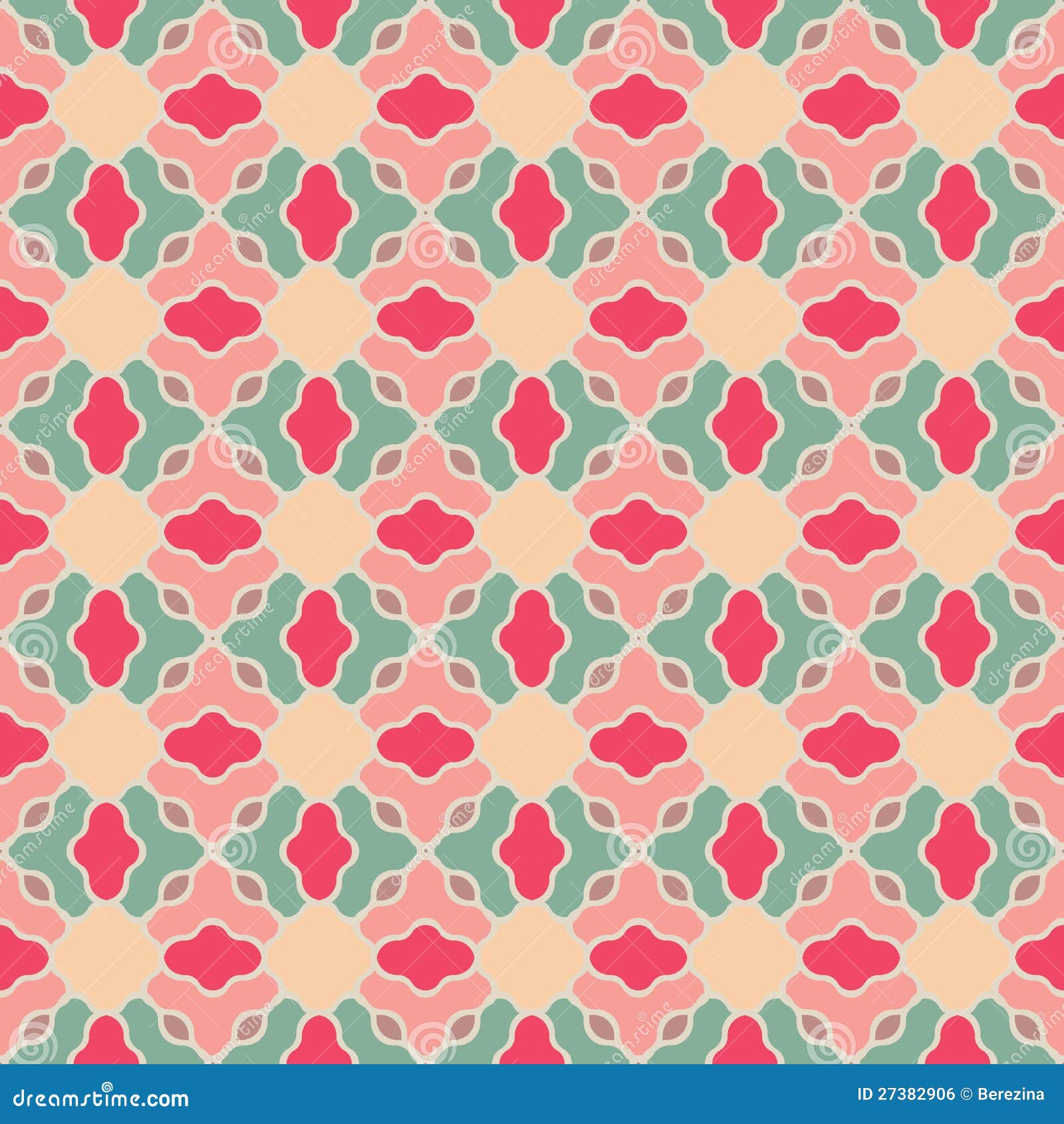 Mosaic vector pattern with pink and green elements