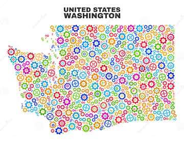 Mosaic Washington State Map of Gear Elements Stock Vector - Illustration of abstraction 