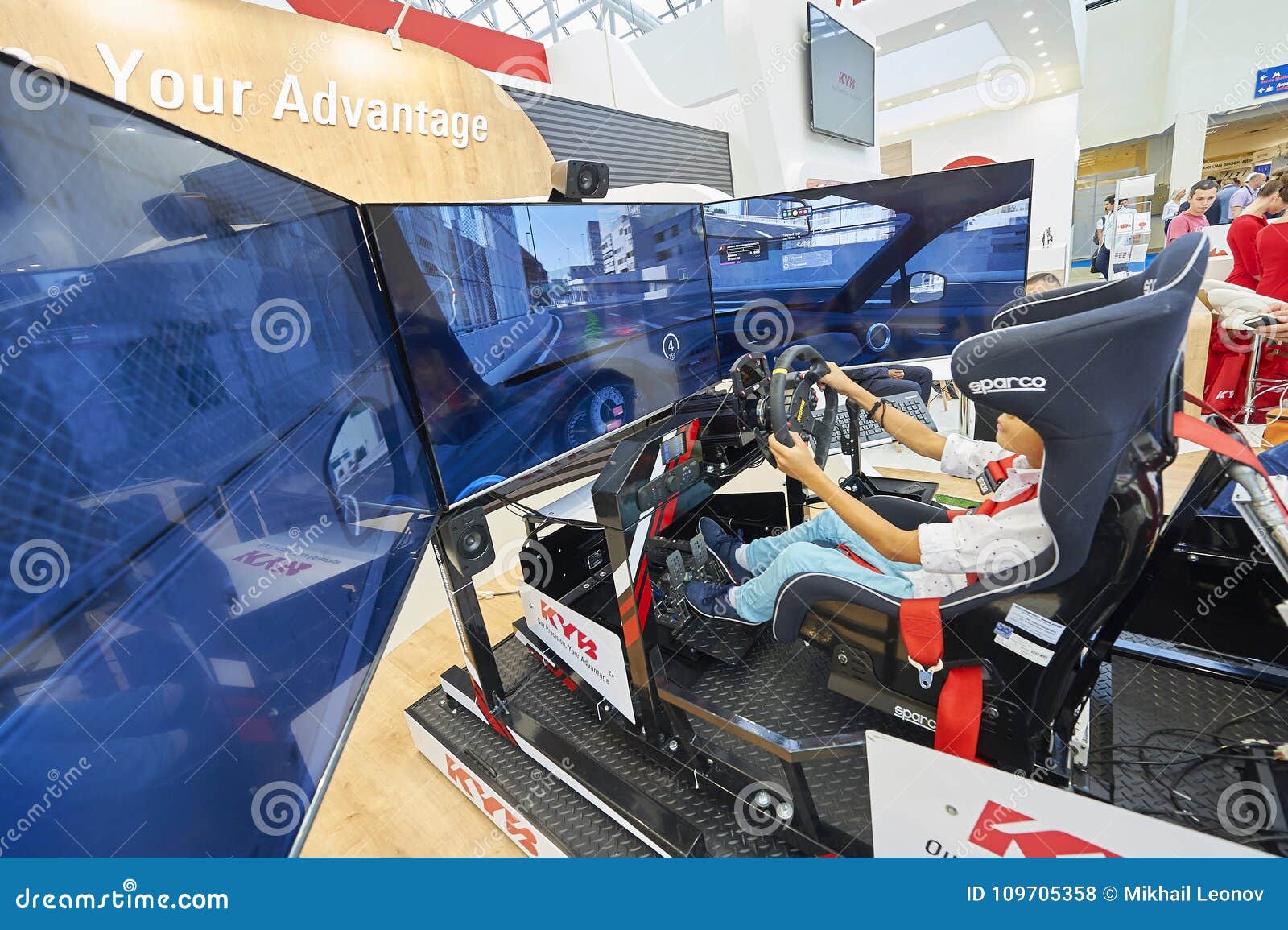 Moscow Aug 22 2017 View On Exhibition Stand With 3d Car