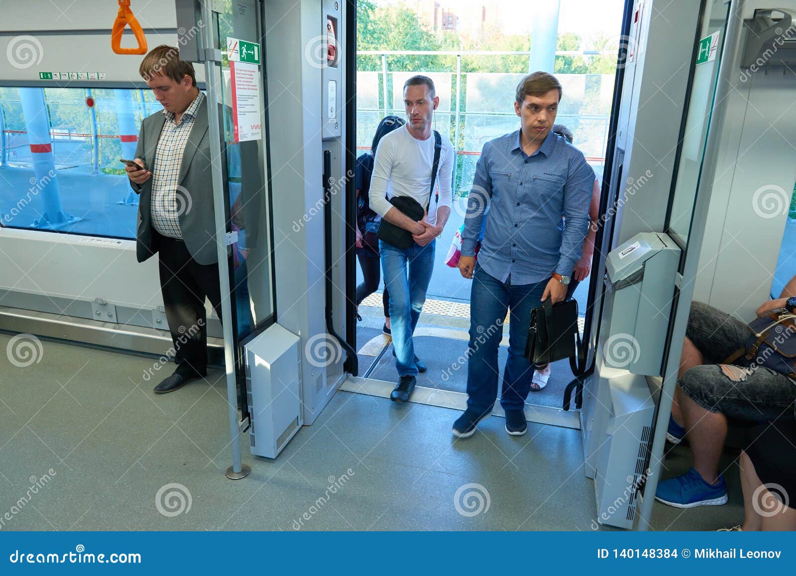 MOSCOW, AUG.29, 2018 View on Group of People Coming into the Passenger