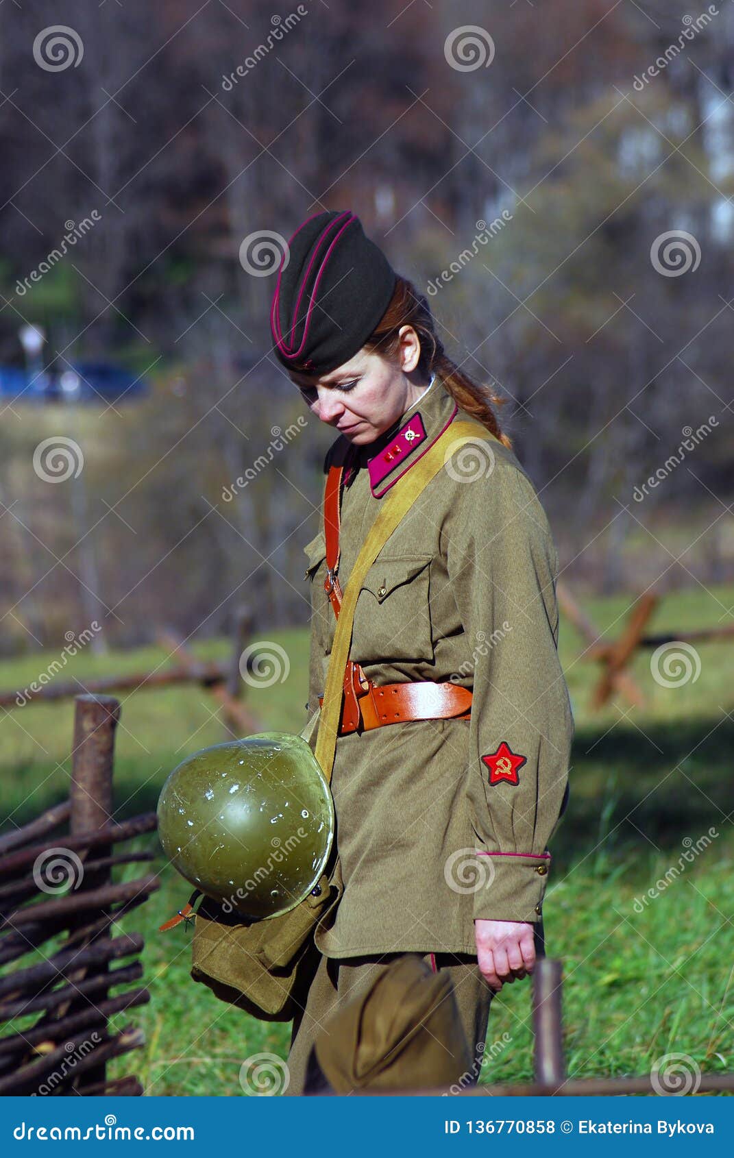 Moscow Battle Historical Reenactment. Russian Woman Soldier-reenactor ...