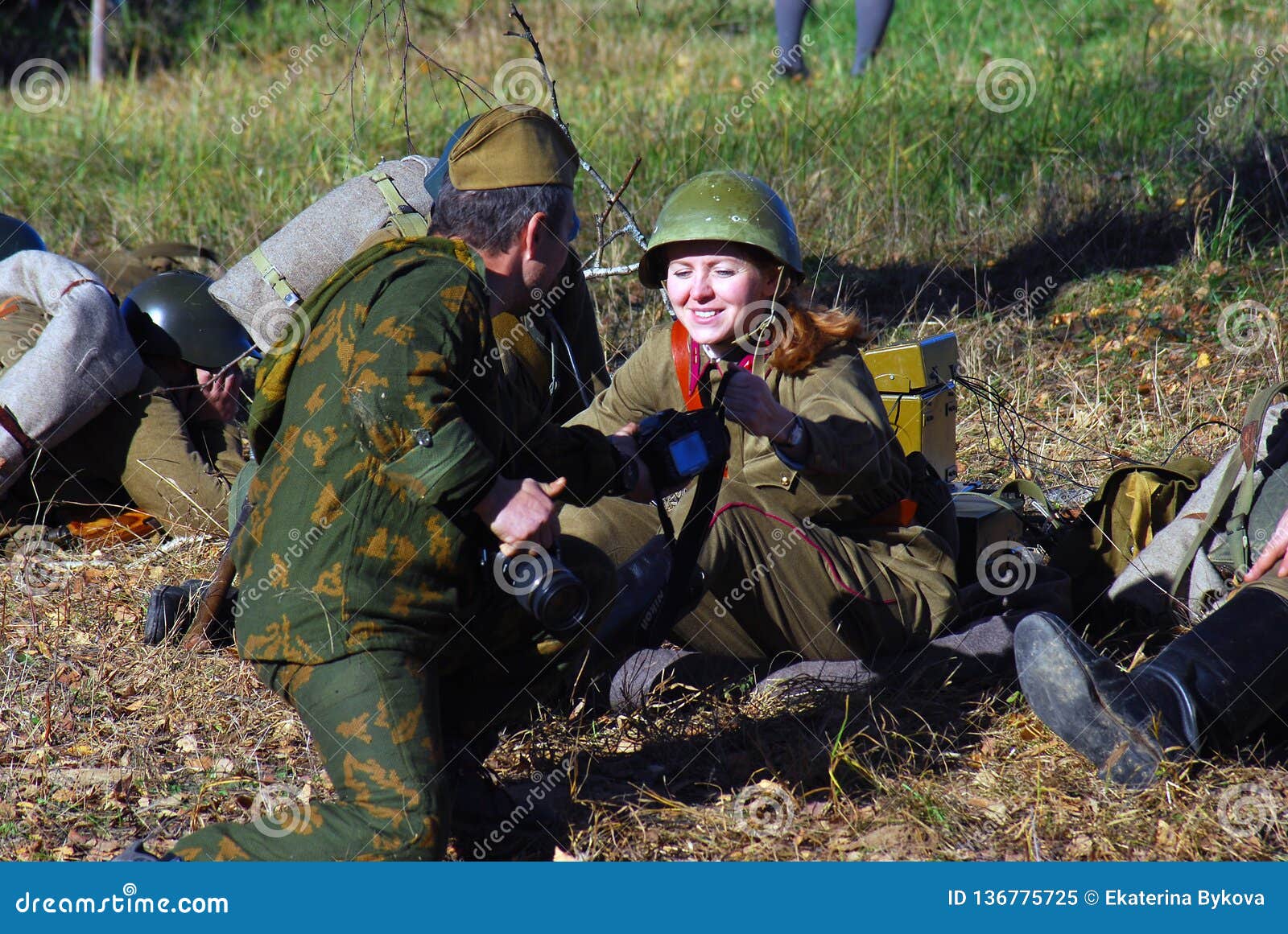 Moscow Battle Historical Reenactment. Russian Woman Soldier-reenactor ...