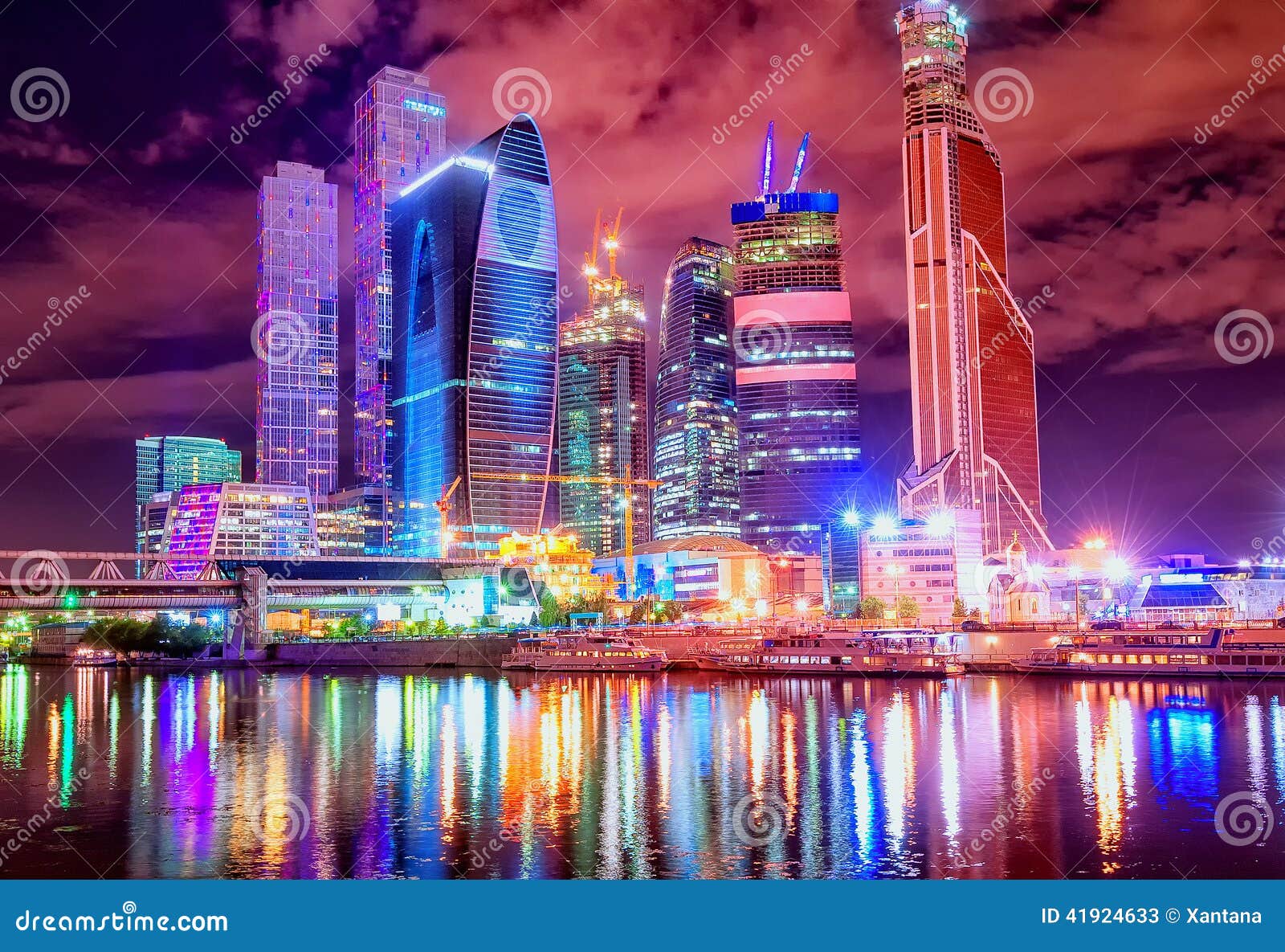 Night Moscow Russia Skyline