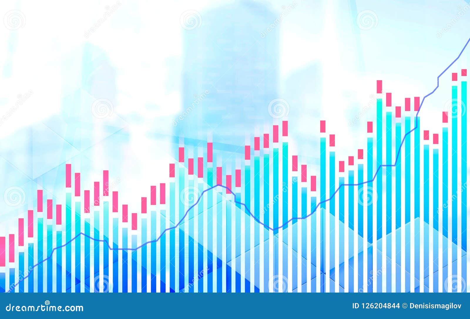 Forex Bar Chart Foggy Cityscape Stock Illustration Illustration - 