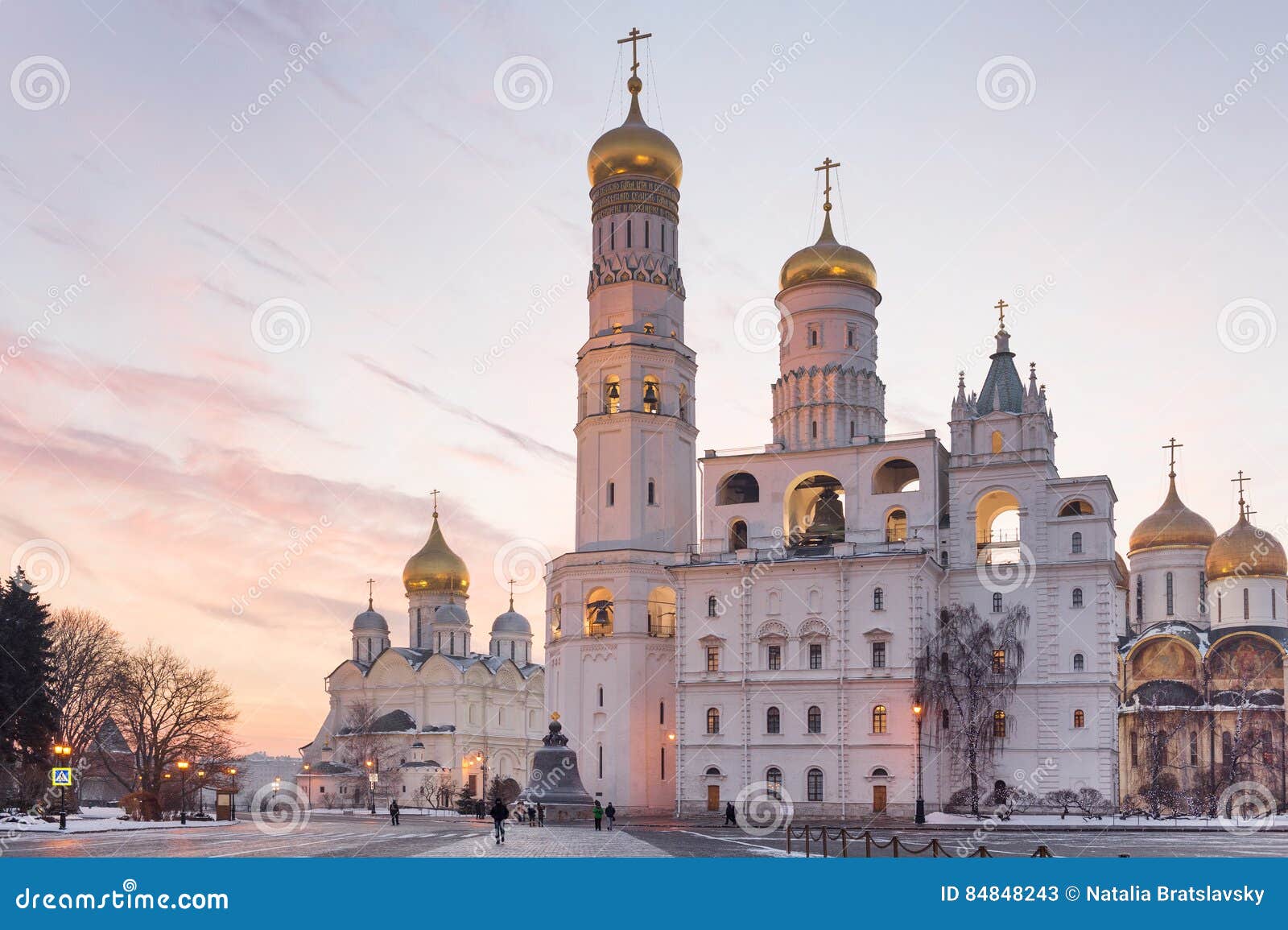 moscow kremlin cathedrals at sunset