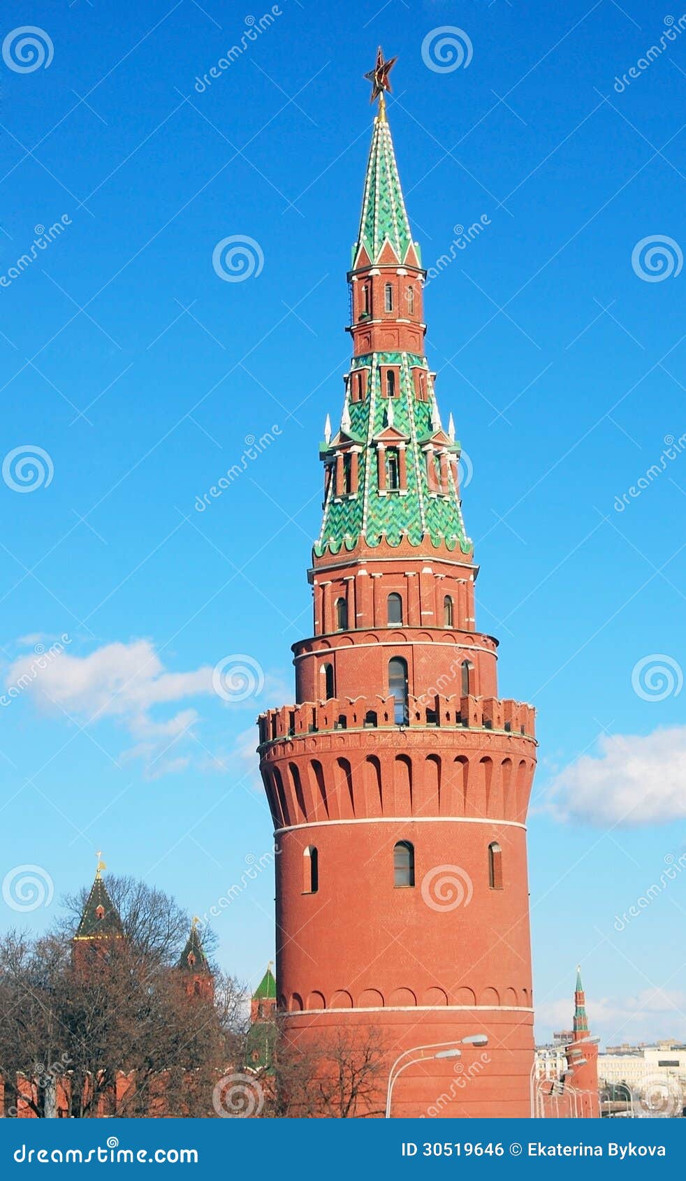Moscow Kremlin Tower and Wall. Stock Photo Image of fortress