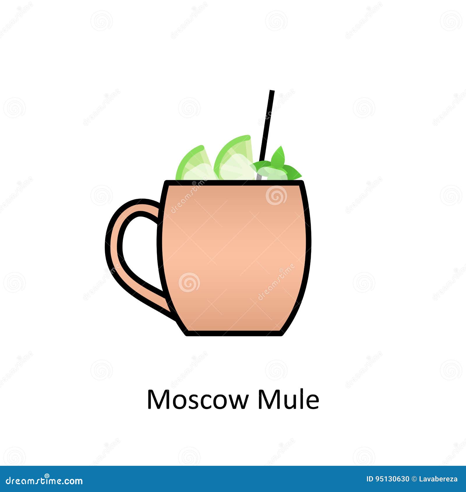 Moscow Mule Cocktail Isolate On A White Background. Vector Graphics