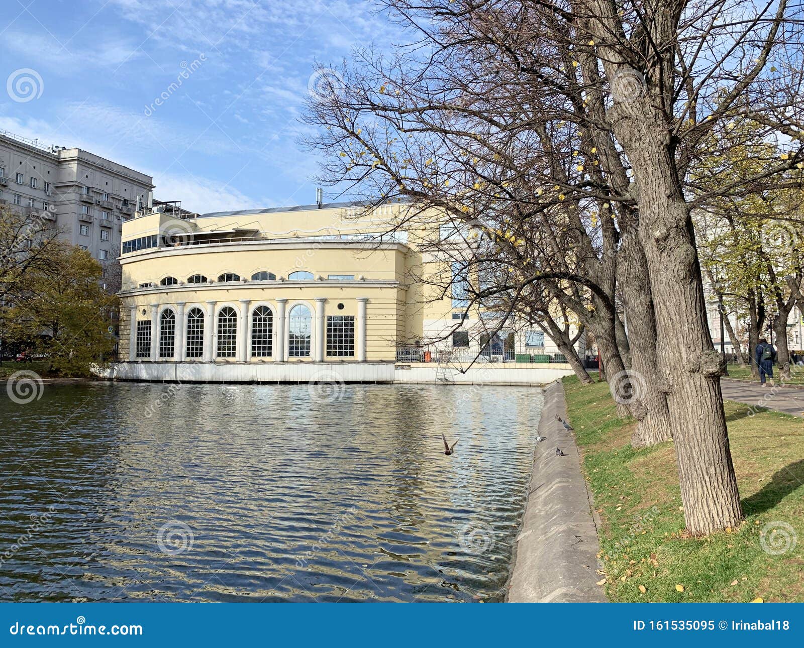 moscow, round pavilion on chistye ponds prudy in clear october day