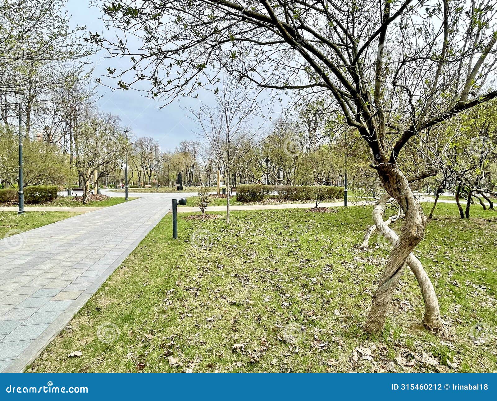 moscow, russia, april, 18, 2024.december uprising park in moscow in cloudy spring weather