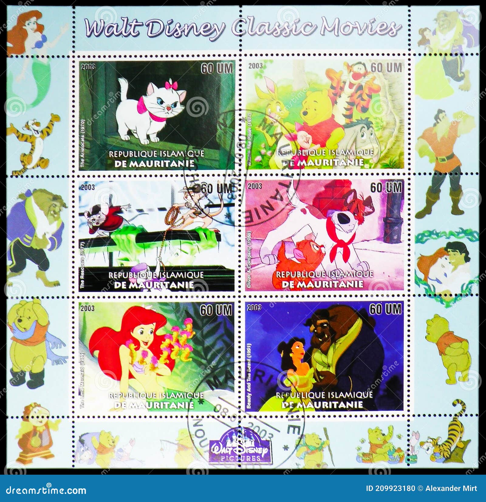 Postage Stamp Printed in Mauritania Shows Disney, Cartoon Characters,  Classic Movies Serie, Circa 2003 Editorial Image - Illustration of  characters, printed: 209923180