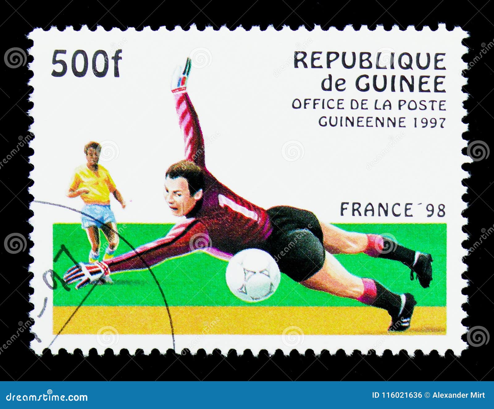 FRANCE - CIRCA 1998: a stamp printed in the France shows Soccer